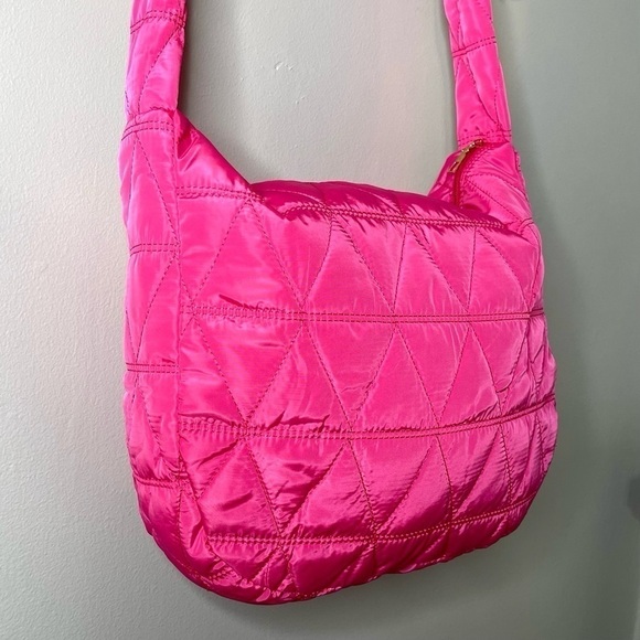 Pink Quilted Puffer Shoulder Bag Lightweight Hobo Bag Handbag New - Picture 7 of 7